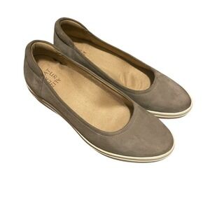 Naturalizer Wedge Flats Women 9W Taupe Excellent Leather Slip On Comfort Shoe